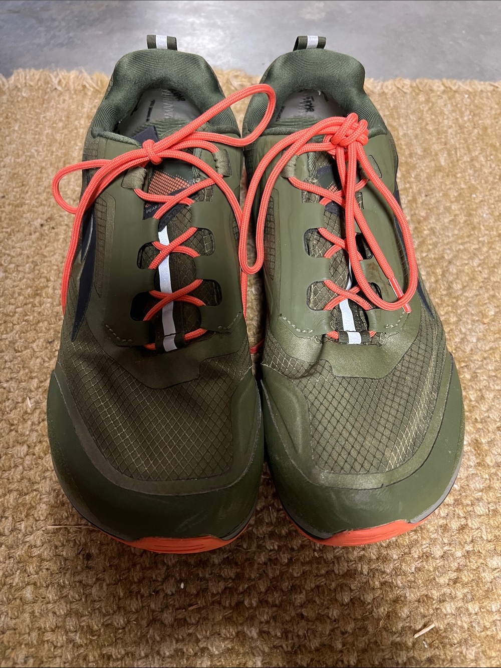 Altra Olive Green Trail Running Shoes with Coral Laces